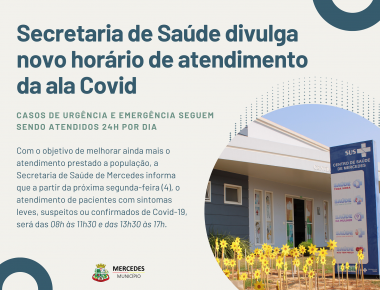 Secretaria de Saúde divulga novo horário de atendimento da ala Covid